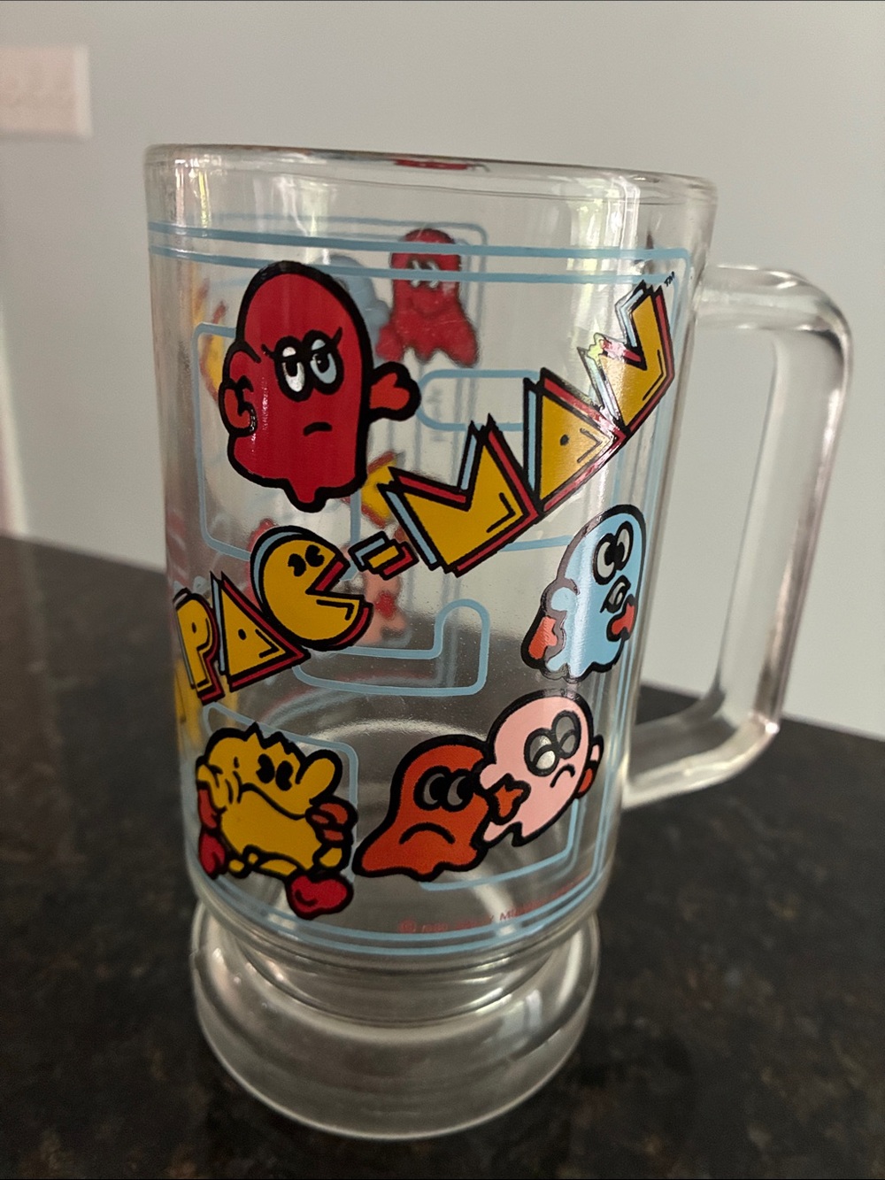 Pac-Man Character Glass Mug - Multicolor Arcade Design